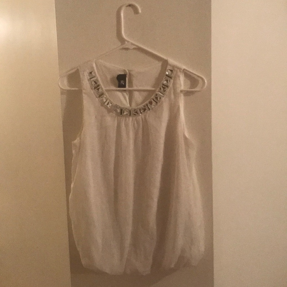 White and silver dressy top.